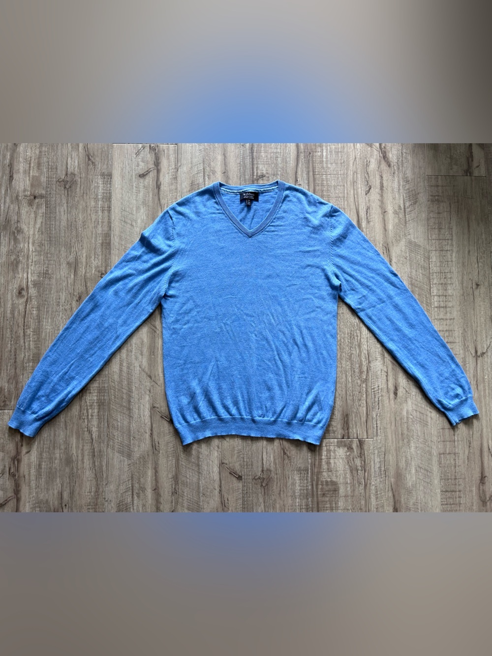 Cashmere cotton blend soft Classic V-Neck Men’s Sweater Light Blue preppy school